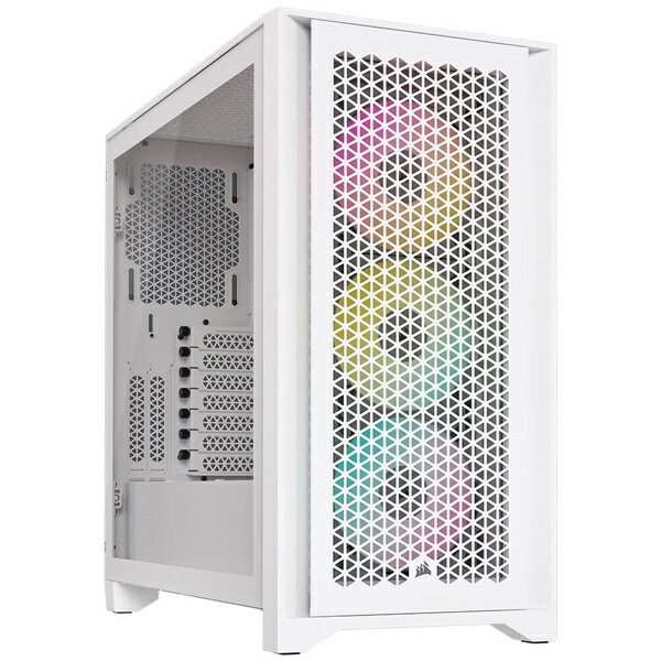 ミドルタワー型PCケース iCUE 4000D RGB Airflow Mid-Tower True White 高エアフロー設計で驚異的な冷却を実現するミドルタワー型PCケース