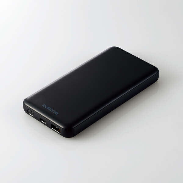 ELECOM DE-C28-10000BK モバイルバッテリー/ 10000mAh/ USB PD準拠/ 20W出力/ USB-A出力1ポート/ Type-C入出力1ポート/ PSE適合/ ブラック【在庫目安:お取り寄せ】