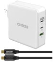 【送料無料】アドテック APD-V140AC2-wC24-WH Power Delivery 3.1対応 GaN AC充電器/ 140W/ USB Type-C 2ポート Type-A 1ポート/ ホワイト & Type-C to Cケーブルセット【在庫目安:お取り寄せ】