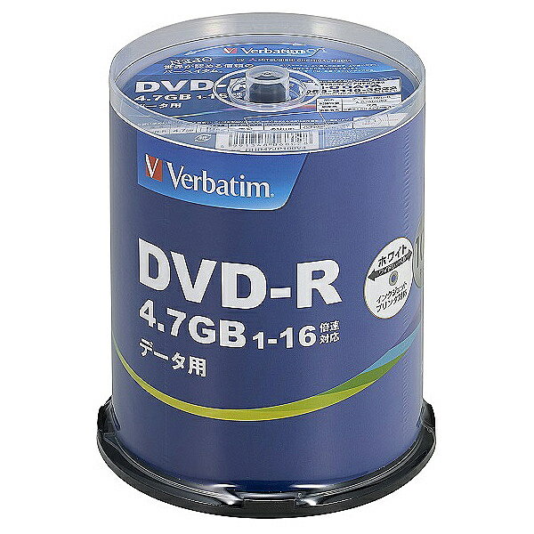 【送料無料】Verbatim DHR47JP100V4 DVD-R Data 1回記録用 4.7GB 1-16倍速 100枚スピンドルケース100P IJP対応【在庫目安:僅少】