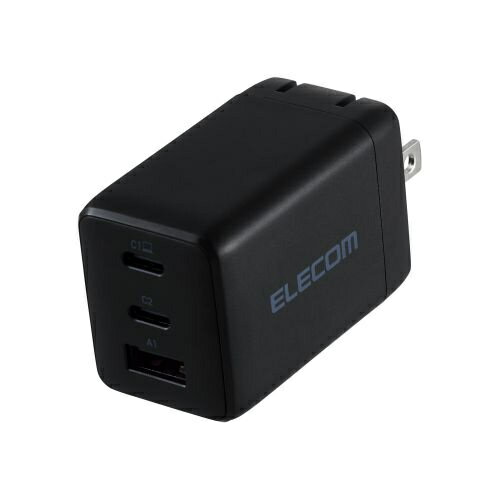 【送料無料】ELECOM ACDC-PD10367BK ノートPC用ACアダプター/ USB充電器/ USB PD/ 67W/ USB-C×2/ USB-A×1/ スイングプラグ/ ブラック【在庫目安:お取り寄せ】