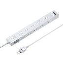 【送料無料】サンワサプライ TAP-SP2110NUC-2W 雷タップ 10個口+USB-A+Type-C(PD20W)ホワイト・2m【在庫目安:お取り寄せ】