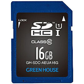 GREEN HOUSE GH-SDC-AEUA16G データ復旧サービス付 SDHCメモリーカード UHS-I クラス10 16GB【在庫目安:お取り寄せ】