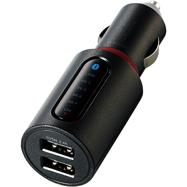 【送料無料】ELECOM LAT-FMBT03BK FMトランスミッター/ Bluetooth/ USB2ポート付/ 2.4A/ おまかせ充電/ 4チャンネル/…