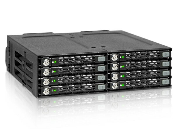 【送料無料】ICY DOCK MB998SK-B ICYDOCK　8x 2.5インチ SAS/ SATA SSD HDD搭載用リムーバブルケース　5.25インチベイサイズ　鍵ロック付モデル【在庫目安:お取り寄せ】