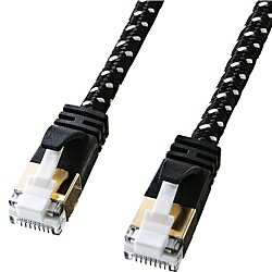 サンワサプライ KB-T7ME-10BKW つめ折れ防止カテゴリ7細径メッシュLANケーブル（ブラック＆ホワイト・1..