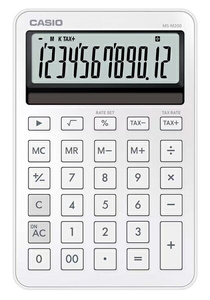 CASIO MS-M200-WE-N デザイン電卓 スタイリッシュ シルキーホワイト【在庫目安:お取り寄せ】| 事務機 電卓 計算機 電…