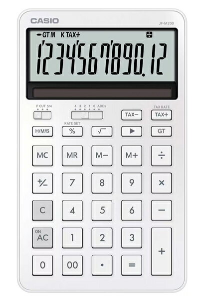 【送料無料】CASIO JF-M200-WE-N デザイン電卓 スタイリッシュ シルキーホワイト【在庫目安:お取り寄せ】| 事務機 電…