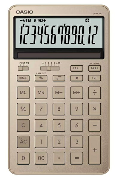 【送料無料】CASIO JF-M200-GD-N デザイン電卓 スタイリッシュ シャイニーゴールド【在庫目安:お取り寄せ】| 事務機 …