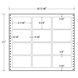 東洋印刷 L12B タックフォームラベル 12 7/ 10インチ×11インチ 12面付(1ケース500折)| ラベル シール シート シール印刷 プリンタ 自作