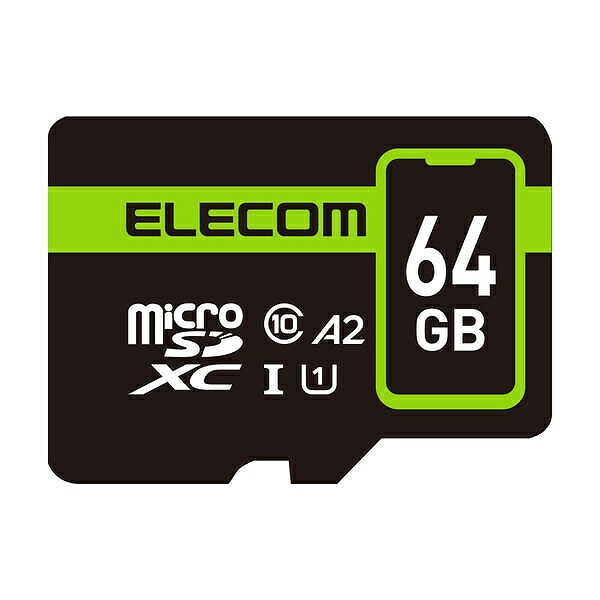 microSDXCカード/データ復旧サービス2年付/UHS-I・U1・90MB/s・64GB ■Androidスマホにちょうど良い機能を詰め込んだメモリカードの決定版！ ■読み込み最大90MB/sの高速データ転送を実現し、画像や動画の表示が快適に行えます。 ■※最大転送速度はエレコム社環境による実測値であり、すべての環境において保証するものではありません。 ■高速インターフェース規格であるUHS-I/UHSスピードクラスの「Class1」、および読み書き時の最低速度を保証するSDスピードクラスの「Class10」に対応しています。 ■メモリカード上のアプリケーションを快適に使用するための規格“アプリケーションパフォーマンスクラス″のA2に対応し、スマートフォンをより快適にご利用いただけるようになります。 ■メモリ規格:microSDXC ■スピードクラス:Class10、UHS-I、U1、A2 ■インターフェイス:microSD ■メモリ容量:64GB ■最大転送速度:読み込み:90MB/s ■最低保証速度:10MB/s ■外形寸法:幅15.0mm×奥行1.0mm×高さ11.0mm ■重量:約0.4g ■保証期間:2年(データ復旧サービス含む) ■その他:「JIS防水保護等級7(IPX7)」に準拠(※)本体のみ 詳細スペック 電気用品安全法(本体)非対象 電気用品安全法(付属品等)付属品等無し 電気用品安全法(備考)外部電源不要の為