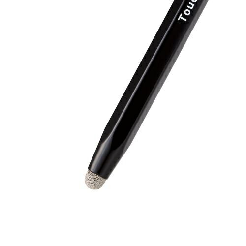 ELECOM P-TPENSEBK スマートフォン・タブレット用タッチペン/ 六角鉛筆型/ ストラップホール付き/ 導電繊維タイプ/ ペン先交換可能/ ブラック【在庫目安:お取り寄せ】| アクセサリ