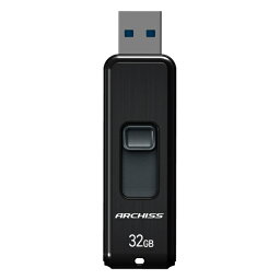 アーキス AS-032GU3-PSB USB3.2(Gen1） フラッシュメモリ 32GB スライド式 ブラック【在庫目安:お取り寄せ】| パソコン周辺機器 USBメモリー USBフラッシュメモリー USBメモリ USBフラッシュメモリ USB メモリ