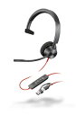 HP 8X215AA Poly Blackwire 3310 Monaural USB-C Headset +USB-C/ A Adapter