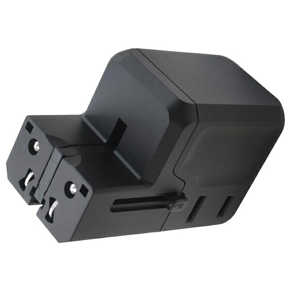 カシムラ WP-113M 海外用マルチ変換プラグ USBA+C PD20W ブラック【在庫目安:お取り寄せ】
