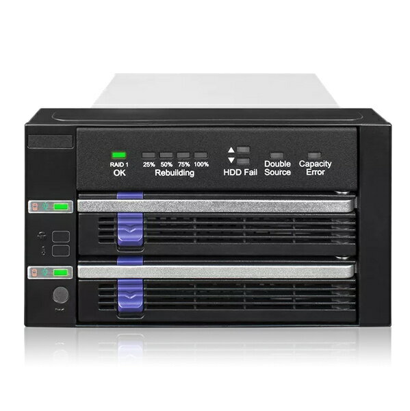 【送料無料】ICY DOCK MB901SPR-B R1 2.5/ 3.5インチ SATA HDD/ SSD搭載用RAIDユニット 2 x 5.25インチベイサイズ RAID 1 ＆ JBODモード対応【在庫目安:お取り寄せ】