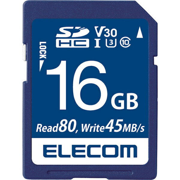 ELECOM MF-FS016GU13V3R SDHCカード/ データ復旧サービス付/ ビデオスピードクラス対応/ UHS-I U3 80MB/ s 16GB【在庫目安:お取り寄せ】