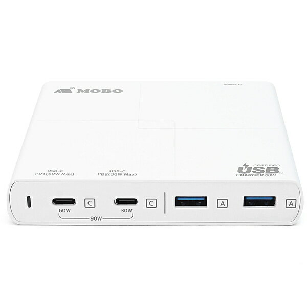 【送料無料】MOBO AM-PDC63A2 Dual USB-C MultiPort USB AC Adapter デュアルUSB-C PD対応マルチポートUSB充電器　（USB-Cx2・PD60W/ 30W　MAX各1　USB-Ax2）【在庫目安:お取り寄せ】| 電源 ACアダプタ