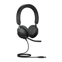 Jabra USBヘッドセット USB-A 両耳 MS認定「Jabra Evolve2 40 SE USB-A MS Stereo」 ノイズキャンセルマイクと遮音性に優れたイヤーパッドで、どこでも通話を快適に。音質・遮音性・装着感、すべてを兼ね備えたビジネス向けコード付きヘッドセットの新スタンダード