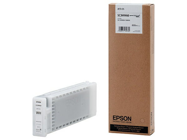 【送料無料】EPSON SC3WW60 SureColor用 インクカートリッジ/ 600ml（ホワイト）【在庫目安:お取り寄せ】