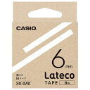 Lateco用テープ 6mm 白/黒文字 Lateco用テープカートリッジ　テープ（8m）　白に黒文字　幅6mm 詳細スペック 電気用品安全法(本体)非対象 電気用品安全法(付属品等)非対象 電気用品安全法(備考)非対象