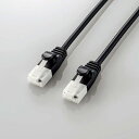 やわらかLANケーブル/CAT6A/爪折れ防止/10m/ブラック ■Cat6A準拠LANケーブルのやわらかタイプです。 ■ツメ折れ防止プロテクターと屈曲に対する耐久性が高い素材のコネクターを採用したダブル構造で、ツメが折れにくいLANケーブルです。 ※1000回の屈曲検査に合格(エレコム社検証) ■ツメ折れによるケーブルの脱落を防止し、長期にわたってしっかりとLANポートに固定することができます。 ■高速光通信に最適な、10ギガビット・イーサネットの「10GBASE-T」に対応しています。 ■カラー:ブラック ■伝送速度:10Gbps ■インターフェイス:RJ-45コネクター ■環境配慮事項:EU RoHS指令準拠(10物質) ■規格:Cat6A準拠(10GBASE-T/1000BASE-TX/1000BASE-T/100BASE-TX/10BASE-Tに準拠) ■伝送帯域:500MHz ■ケーブル長:約10m ※コネクター含まず ■結線方式:ストレート結線 ■ヨリ対芯線(ツイストペアケーブル):○ ■シールド:無し(UTP仕様) ■外部シース(被膜)材質:PVC ■導体構成:ヨリ線(28AWG) ■コネクタ有無:両端コネクター付 ■スリムコネクタ:○ ■爪の折れないコネクタ:○ ■爪折れ防止カバー付コネクタ:○ ■パッケージ形態:アルミ箔袋+ステッカー ■ケーブル太さ:約4.2mm ■芯数:8芯 ■モールド加工コネクタ:○ 詳細スペック 長さ10m 結線ストレート結線 色ブラック 端子RJ-45コネクター 規格Cat6A準拠（10GBASE-T/1000BASE-TX/1000BASE-T/100BASE-TX/10BASE-Tに準拠） 電気用品安全法(本体)非対象 電気用品安全法(付属品等)付属品等無し 電気用品安全法(備考)外部電源不要の為