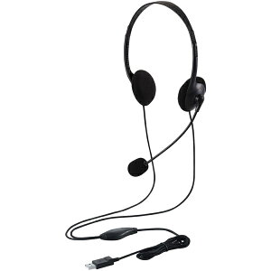ELECOM HS-HP22UCBK 有線ヘッドセット/ オーバーヘッド型/ マイクアーム付き/ USB-A/ USB Type-C変換ケーブル付属/ 両耳/ ブラック【在庫目安:お取り寄せ】| パソコン周辺機器安売り