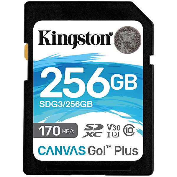 【送料無料】キングストン SDG3/256GB 256GB SDXCカード Canvas Go Plus Class 10 UHS-I U3 R:170MB/ 秒 W:90MB/ 秒【在庫目安:お取り寄せ】