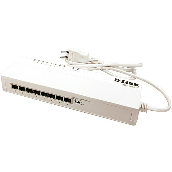 【送料無料】D-Link DGS-1008TP/A1 ループ検知遮断機能搭載 10/ 100/ 1000BASE-T*8ポート タップ型スイッチ(電源内蔵)【在庫目安:お取り寄せ】| パソコン周辺機器