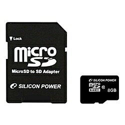 シリコンパワー SP008GBSTH010V10SP microSDHCカード 8GB (Class10) 　5年保証 (SDHCアダプター付)【在庫目安:お取り寄せ】