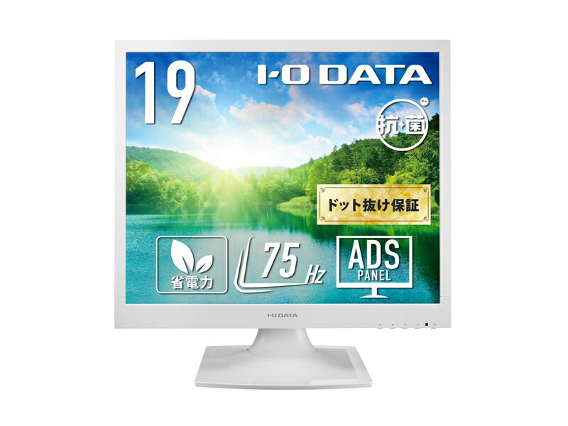 【送料無料】IODATA LCD-SAX191DW-AG スクエア液晶ディスプレイ 19型/ 1280×1024/ アナログRGB×1、DVI-D×1/ ホワイト/ スピーカー：あり/ 広視野角パネル採用し、目に優しい機能搭載モデル/ 「5年保証」/ 抗菌