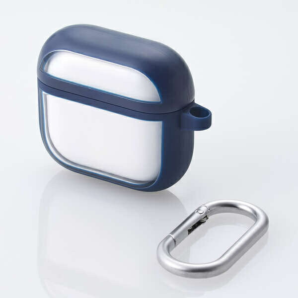 ELECOM AVA-AP06TSLFCNV AirPods 第4世代/ アクティブノイズキャンセリング搭載AirPods 第4世代/ TOUGH SLIMケース/ カラビナ付/ ネイビー【在庫目安:お取り寄せ】