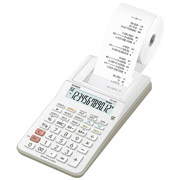【送料無料】CASIO HR-8RC-WE プリンタ電卓【在庫目安:お取り寄せ】| 事務機 電卓 計算機 電子卓上計算機 小型 演算 計算 税計算 消費税 税