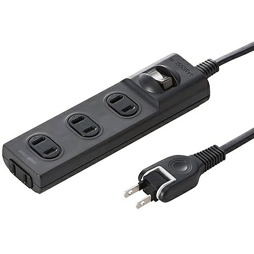 楽天PC＆家電《CaravanYU 楽天市場店》サンワサプライ TAP-TSH41SWBKN 火災予防安全タップ（2P・4個口・1m・ブラック）【在庫目安:お取り寄せ】| 電源タップ サーバー用電源タップ サーバー 電源コード タップ 電源 コンセント コード