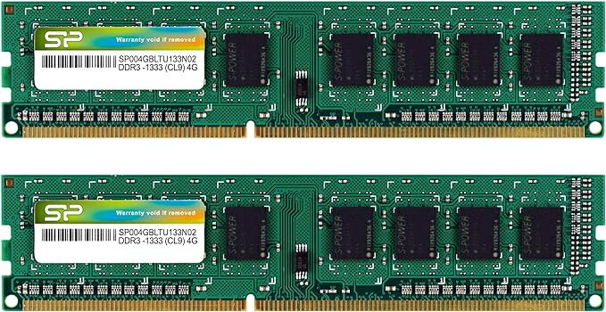 【送料無料】シリコンパワー SP008GBLTU133N22 メモリモジュール 240Pin DIMM DDR3-1333(PC3-10600) 4GB×2枚組 ブリスターパッケージ【在庫目安:お取り寄せ】