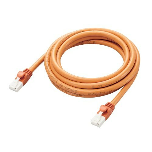 ELECOM LD-GPAT/DR2/RS LANケーブル/ CAT6A対応/ EU RoHS指令準拠/ 爪折れ防止/ 簡易パッケージ仕様/ 2.0m/ オレンジ【在庫目安:お取り寄せ】