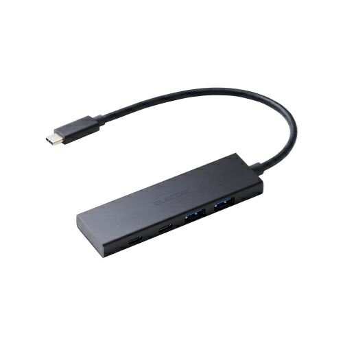【送料無料】ELECOM U3HC-H042PBK USBHUB/ USB-C/ 10Gpbs/ USB-A×2/ Type-C×2/ USB PD 100W対応/ バスパワー/ 4ポート/ ブラック【在庫目安:お取り寄せ】