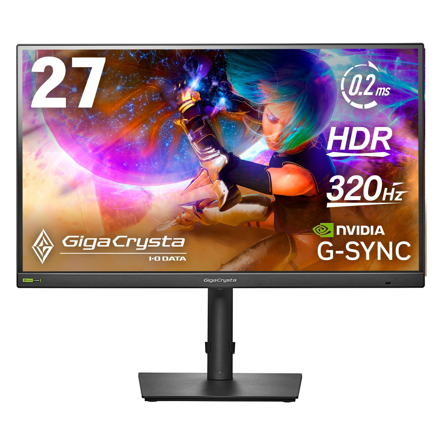 【送料無料】IODATA EX-GDQ271RAW ゲーミング液晶ディスプレイ 27型/ 2560×1440/ HDMI(HDCP 2.3)×2、DisplayPort(HDCP 2.3)×1/ ホワイト/ スピーカー：あり/ WQHD対応27型ゲーミングモニター/ 320Hz/ GigaCrysta
