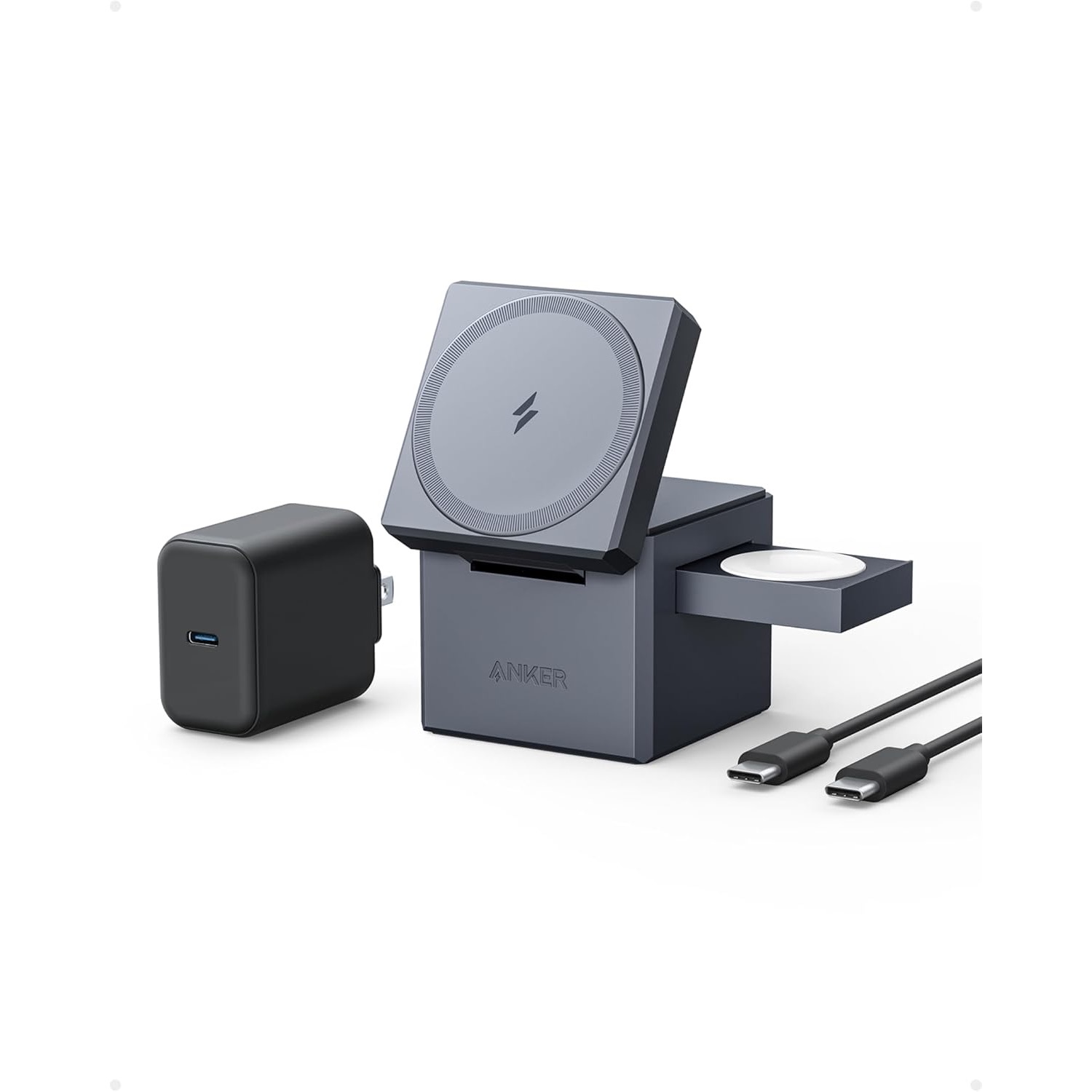 【在庫目安:あり】【送料無料】アンカー ジャパン Y1811JA1 Anker 3-in-1 Cube with MagSafe (グレー)