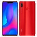 SIMフリー 未使用 Huawei nova3 PAR-LX9 Red【国内版 SIMフリー goo限定カラー】【当社6ヶ月保証】 スマホ 中古 本体 送料無料【中古】 【 中古スマホとタブレット販売のイオシス 】