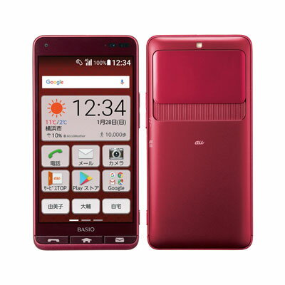 【SIMロック解除済】au BASIO3 (KYV43) レッド KYOCERA 当社3ヶ月間保証 中古 【 中古スマホとタブレット販売のイオシス 】