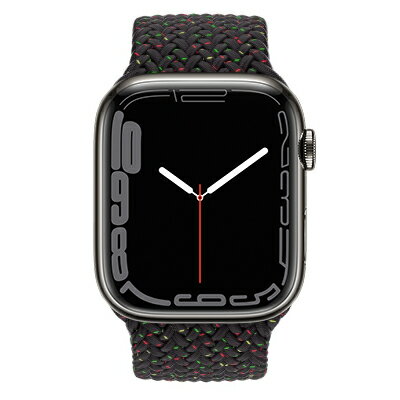 Apple Apple Watch Series7 45mm GPS+Cellularモデル MKMR3J/A+MMWM3FE/A A2478【グラファイトステンレススチールケース/Black-Unityブレイデッドソロループ(サイズ6)】 [中古] 【当社3ヶ月間保証】 【 中古スマホ