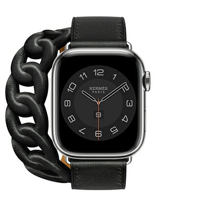 Apple Apple Watch Hermes Series8 41mm GPS Cellularモデル MNN13J/A MPKE3FE/A A2773【シルバーステンレススチールケース/ヴォー スウィフト(黒)グルメット ドゥブルトゥールレザーストラップ】 中古 【当