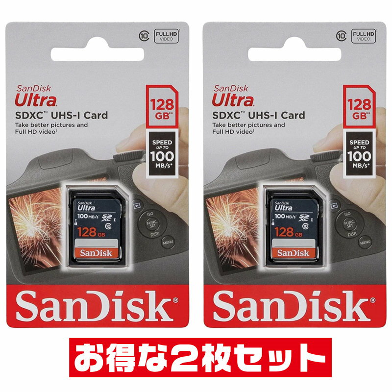 2祻åȡ SD 128GB Class10 ǥ SDSDUNR-128G-GN3IN SANDISK SDXC SD ǥ