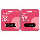 A-DATA5年保証・高速32GB【USBメモリAUV150-32G-RBK x2本セット】USB3.2 Gen1=USB3.0対応・キャップ付