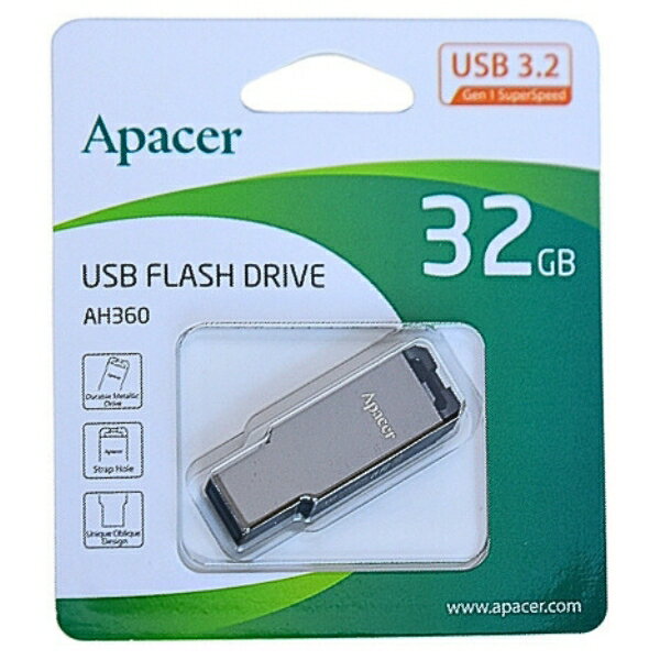 USBメモリ 32GB 5年保証 USB3.2 Gen1 Apacer AP32GAH360A-1 キャップレス USB3.0 USB