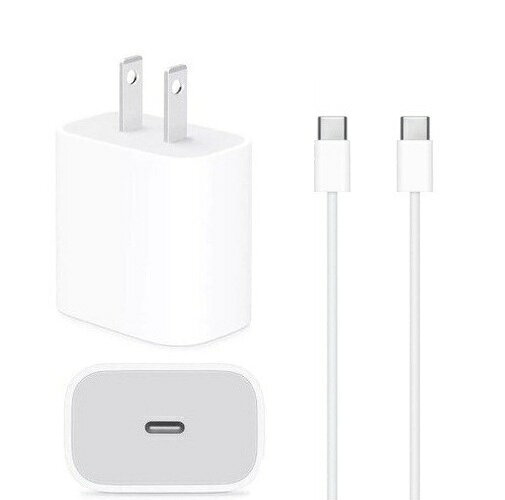 【中古】Apple アップル 純正 20W USB-C 電源アダプタ Type-C to Type-C 1m 2点セット品 充電＆データ転送両対応 USB-PD高速充電 新型 iPad Pro iPad Air iPad mini USB-C to USB-C タイプC to タイプC 正規品 新型 iPhone15 16 Pro Max 16e 17 対応