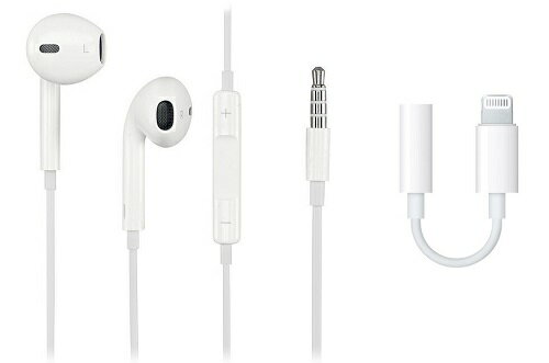 【新品】未使用 Apple純正 iPhoneイヤホン Earpods with Remote and Mic (3.5mm)ヘッドフォンジャック変換アダプター2点セット品 [iPhone＆Mac PC両対応]