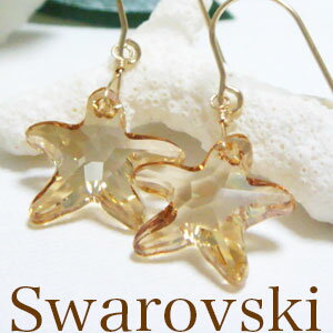 スワロフスキー クリスタルのヒトデのピアス（イヤリング）【ゴールド系】(アクセサリー アクセ 誕生日 プレゼント 彼女 女性 レディース 女の子 ギフト かわいい 可愛い パーティー イアリング ピアス 夏のおしゃれ 華奢 プレゼント 喜ばれる 贈り物 通販 楽天)