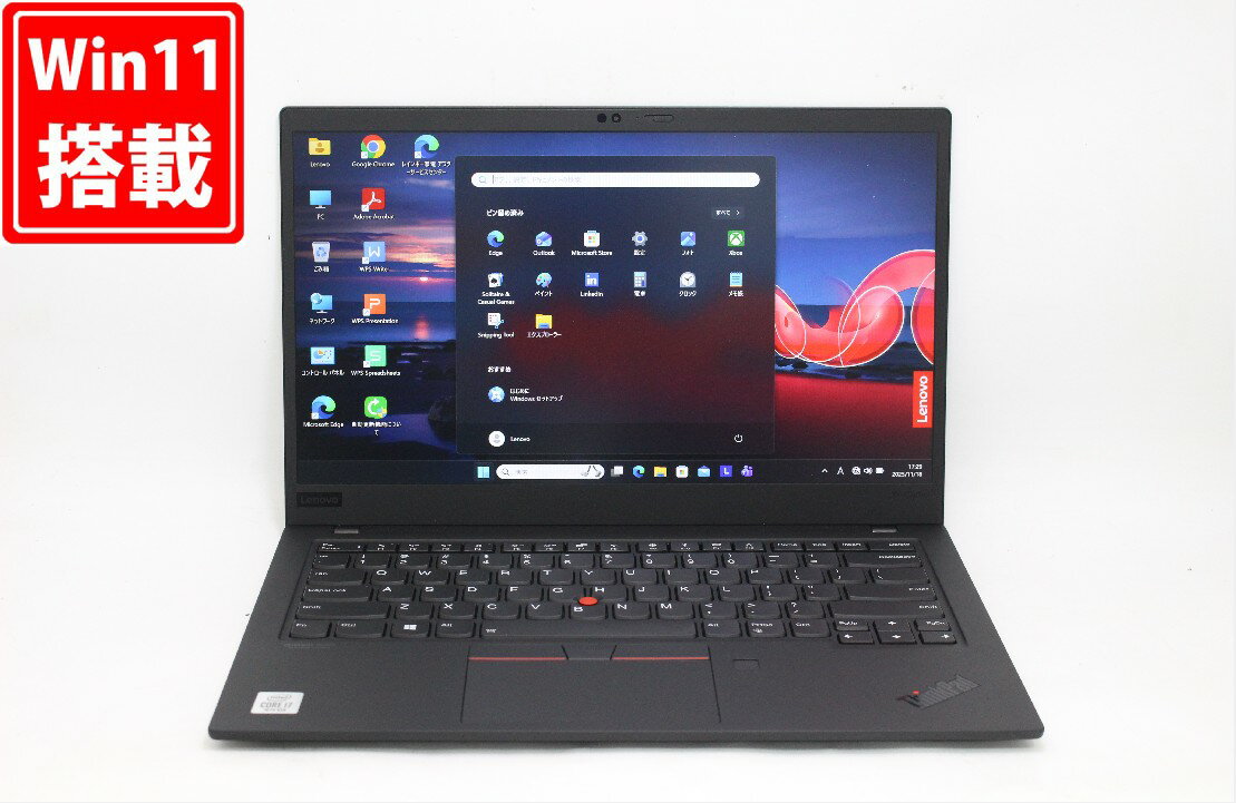 中古美品 フルHD 14インチ Lenovo ThinkPad X1 Carbon 7th Gen Windows11 超高性能 第10世代Core i7-10510U 16GB 爆速NVMe式512GB-SSD カメラ LTE 無線Wi-Fi6 Office付き【中古ノートパソコン 中古パソコン 中古PC】送料無料 あす楽対応 即日発送（Windows10も対応可能）
